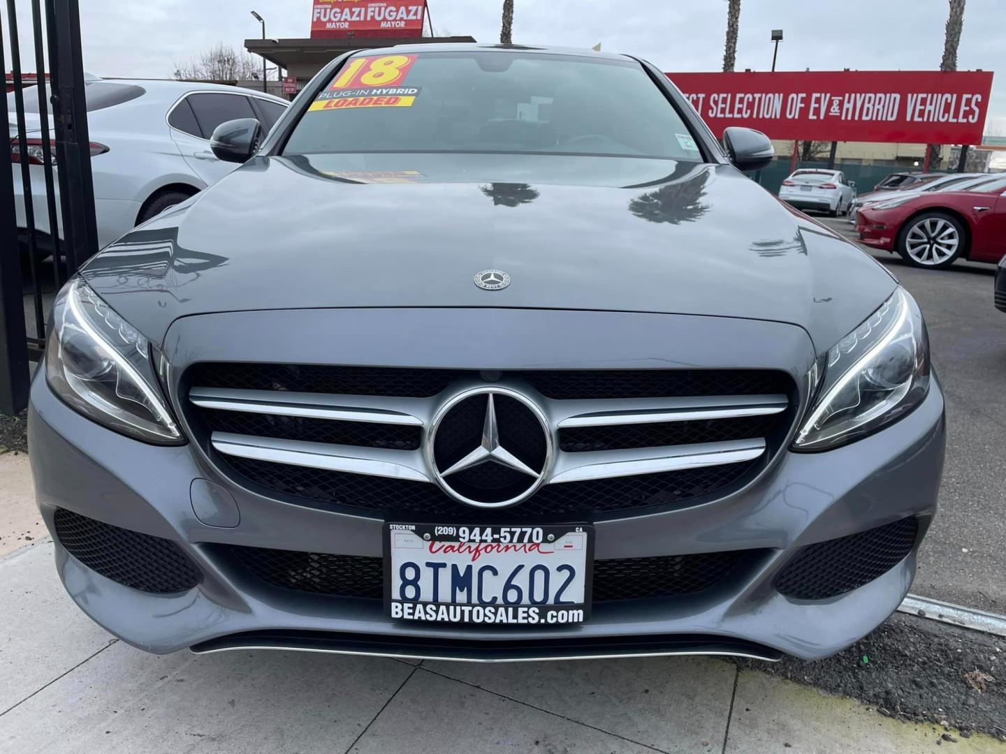 2018 GRAY /BLACK Mercedes-Benz C-Class Hybrid (55SWF4HB6JU) , located at 744 E Miner Ave, Stockton, CA, 95202, (209) 944-5770, 37.956863, -121.282082 - Photo#2